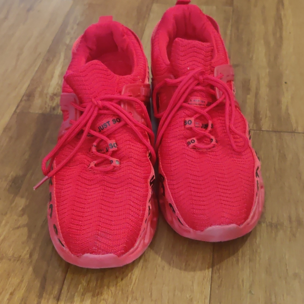Red walking shoes